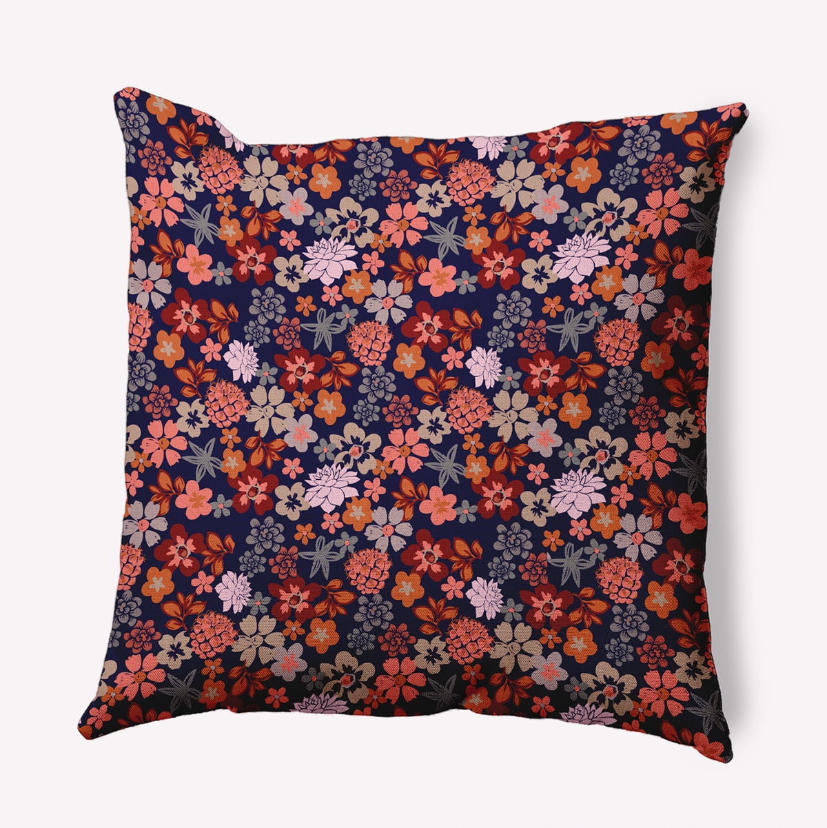 16" x 16" Simply Daisy Succulent Garden Polyester Indoor/Outdoor Pillow, Navy Qty 1
