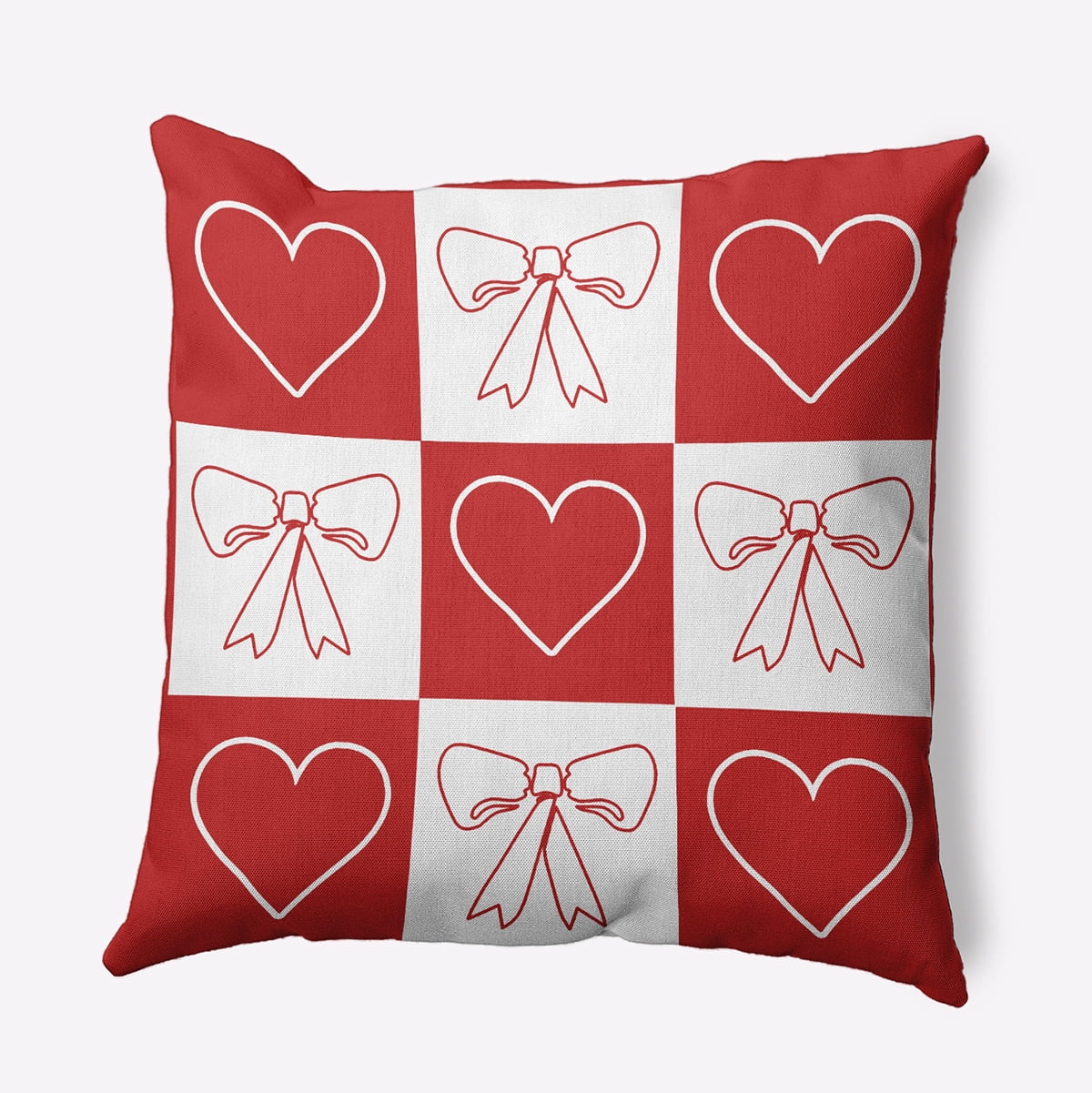 16" x 16" Simply Daisy Sweet Bows and Hearts Polyester Accent Pillow, Orange Red Qty 1