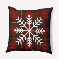 16" x 16" Simply Daisy Tartan Snowflake Polyester Accent Pillow, Christmas Burgandy Qty 1