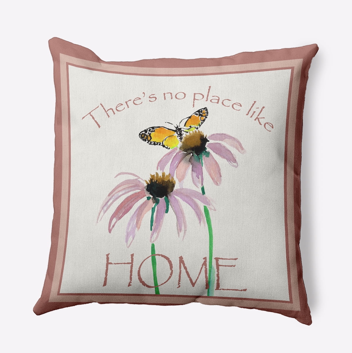 16" x 16" Simply Daisy There's No Place Like Home Polyester Accent Pillow, Rusty Mauve Qty 1