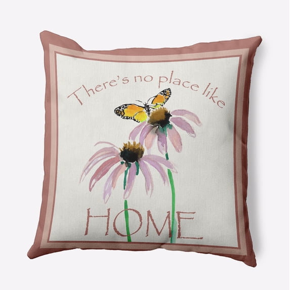 16" x 16" Simply Daisy There's No Place Like Home Polyester Accent Pillow, Rusty Mauve Qty 1