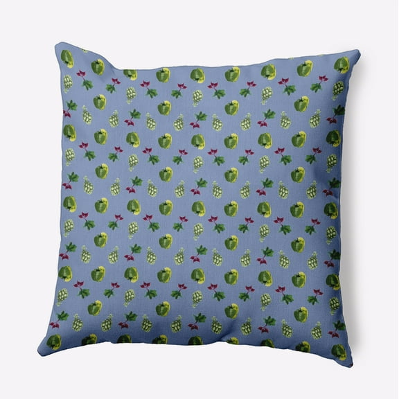 16" x 16" Simply Daisy Three Veggies Pattern Polyester Accent Pillow, Cornflower Qty 1