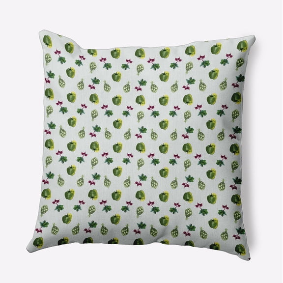 16" x 16" Simply Daisy Three Veggies Pattern Polyester Accent Pillow, Pale Green Qty 1