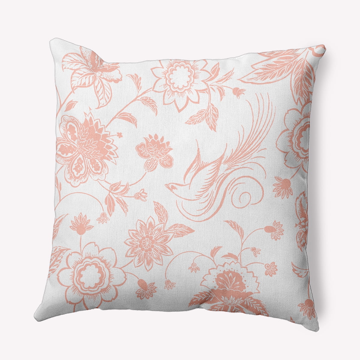 16" x 16" Simply Daisy Traditional Bird Floral Indoor/Outdoor Polyester Throw Pillow, Blush Qty 1