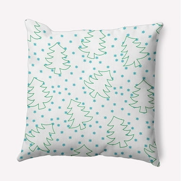 16" x 16" Simply Daisy Tree Outlines Polyester Indoor/Outdoor Pillow, Turquoise Qty 1