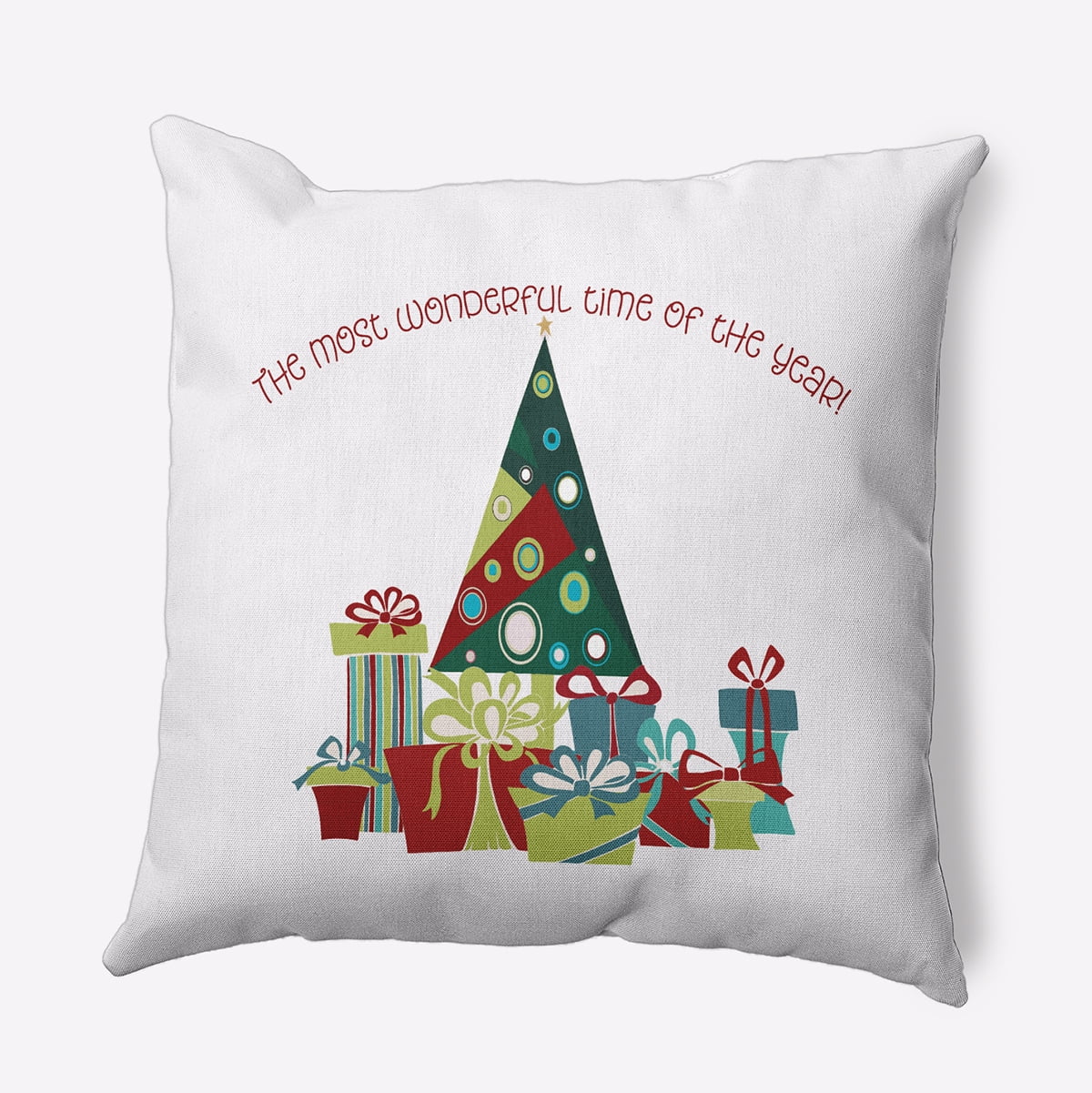 16" x 16" Simply Daisy Tree and Gifts Polyester Accent Pillow, Cardinal Red (1 Count)