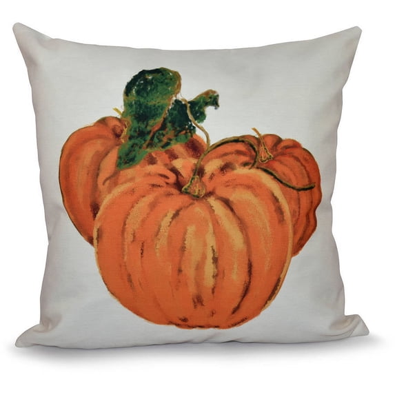 16" x 16" Simply Daisy Tres Calabazas Fall Polyester Indoor/Outdoor Pillow, Ivory Qty 1