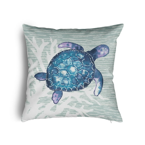 16" x 16" Simply Daisy Turtle Friend Poly Pillow with Zipper, Aqua Qty 1