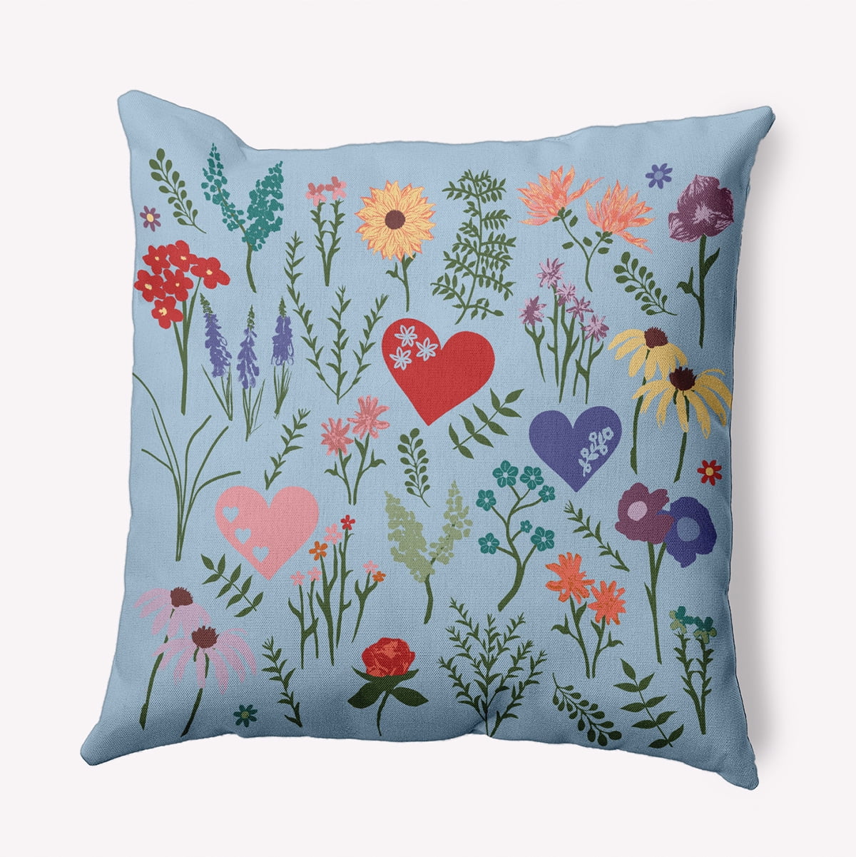 16" x 16" Simply Daisy Valentine Garden Polyester Accent Pillow, Light Blue Qty 1