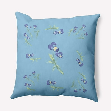 16" x 16" Simply Daisy Violets Scattered Polyester Accent Pillow, Carolina Blue Qty 1