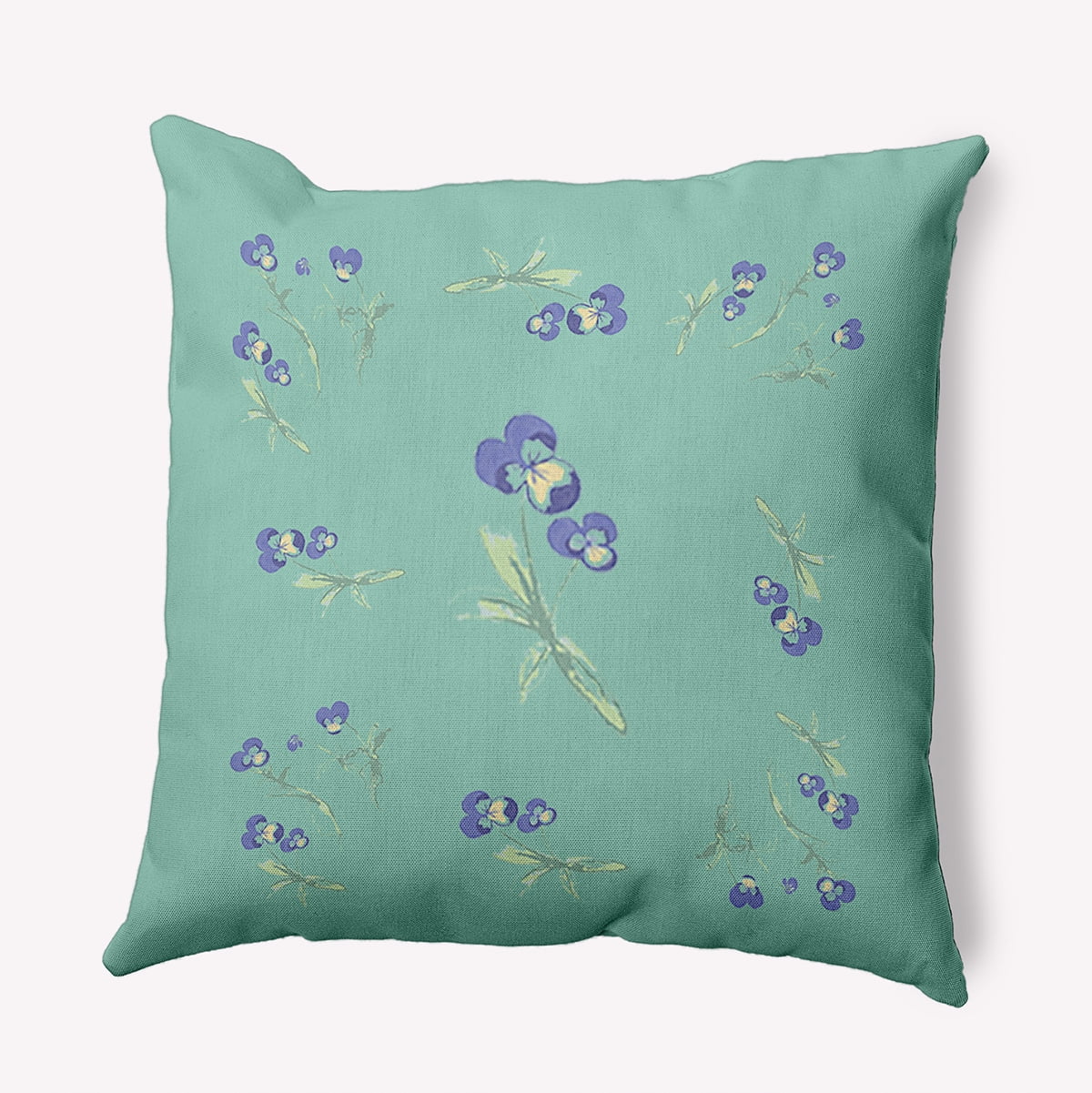 16" x 16" Simply Daisy Violets Scattered Polyester Indoor/Outdoor Pillow, Spring Green Qty 1