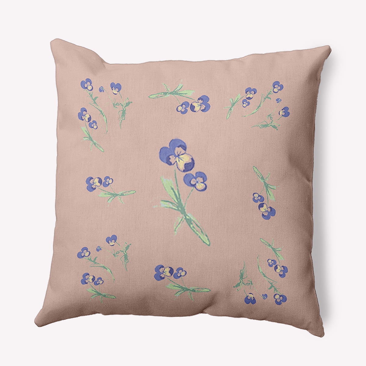16" x 16" Simply Daisy Violets Scattered Polyester Indoor/Outdoor Pillow, Sunwashed Brick Qty 1