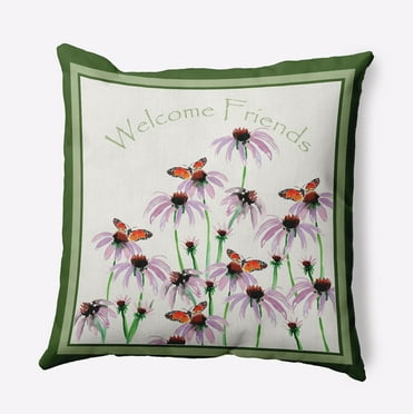 16" x 16" Simply Daisy Welcome Friends Polyester Accent Pillow, Leaf Qty 1