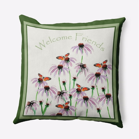 16" x 16" Simply Daisy Welcome Friends Polyester Indoor/Outdoor Pillow, Leaf Qty 1