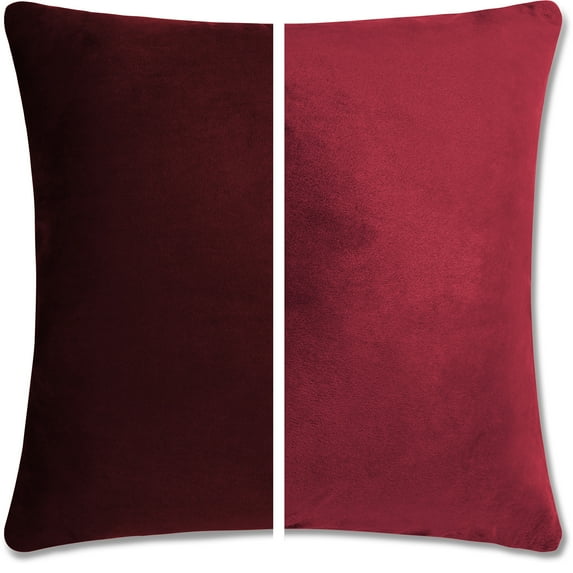 16" x 16" Throw Pillow - AZ Maroon: 2 PCS / 4 Sided. Luxurious Premium Down Alternative Fill w/ Reversible Cover Microsuede/Microplush Fabric. Forever Fluffy, Beautiful & Supportive. Soft & Comfy.