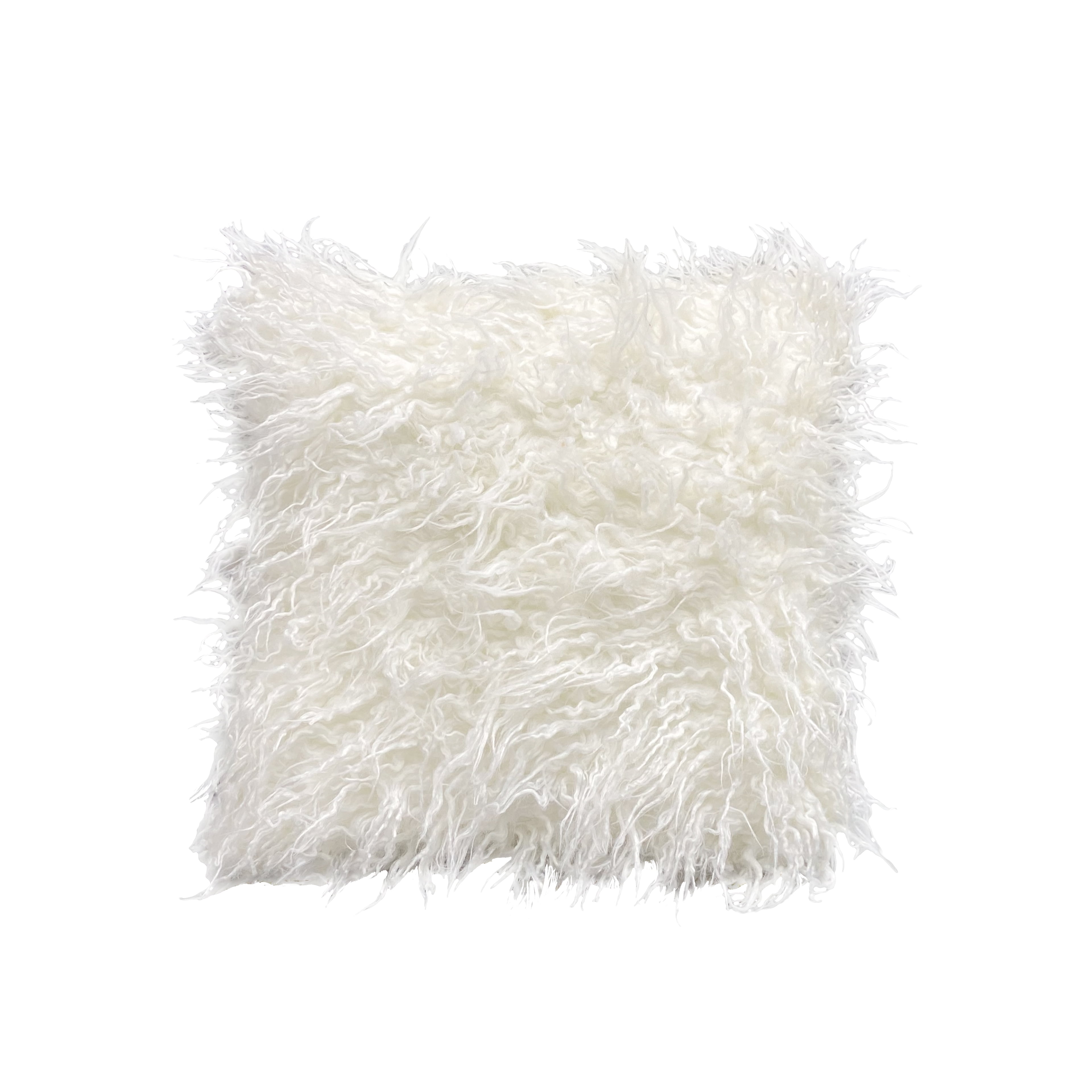 16" x 16" White Faux Fur Square Pillow