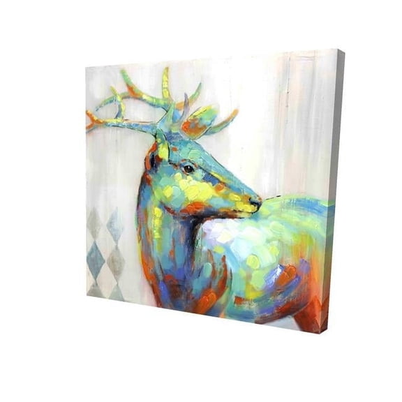 16 x 16 in. Abstract Color Spotted Deer-Print on Canvas