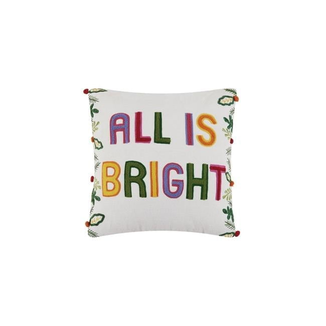 16 x 16 White Cotton Embroidered Christmas Pillow