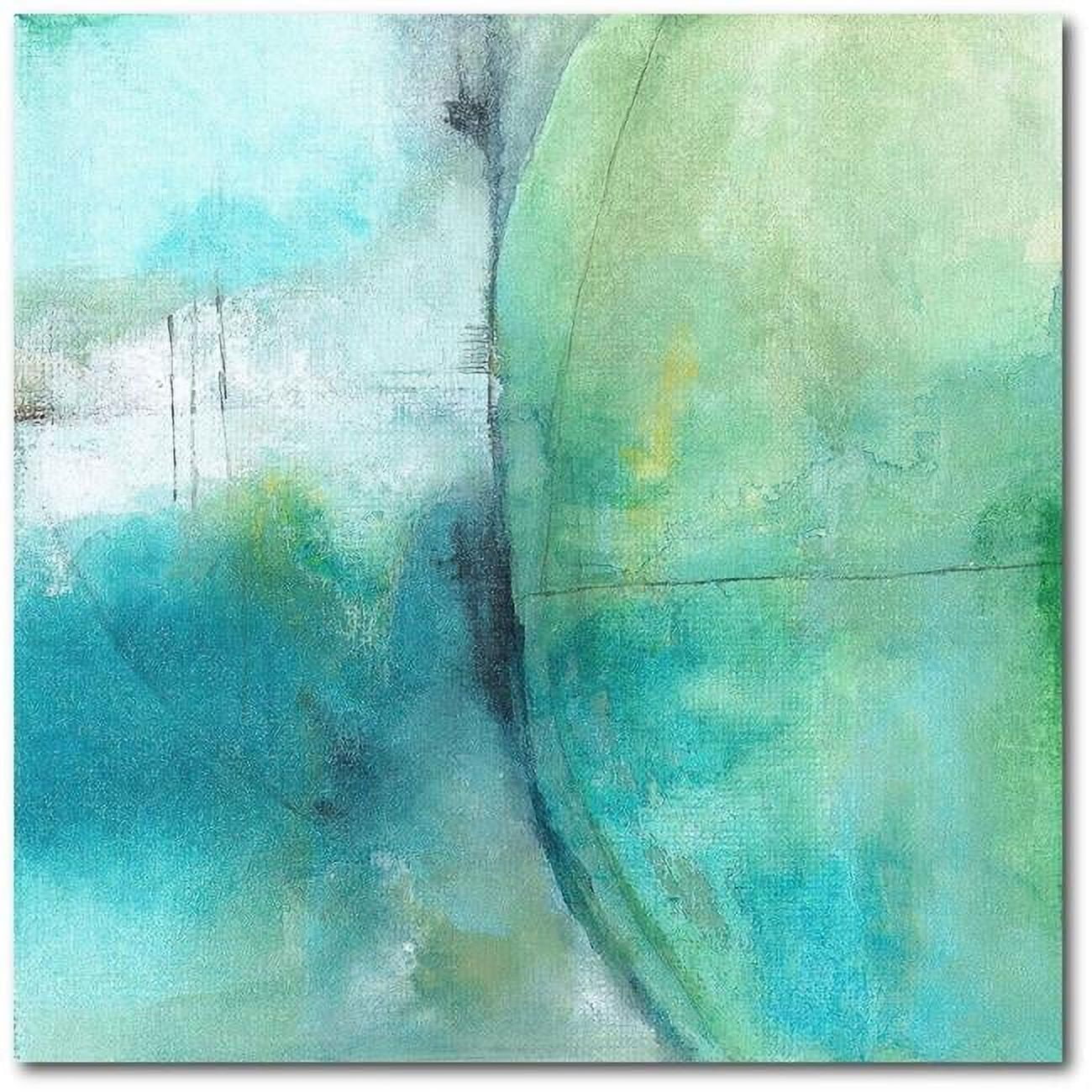 Amid The Roar 16x16 Blue and Green Abstract Canvas Art