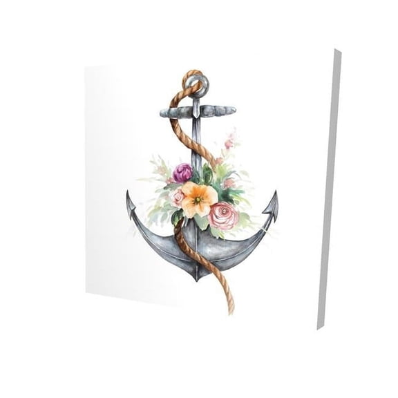 16 x 16 in. Boat Anchor with Flowers-Print on Canvas