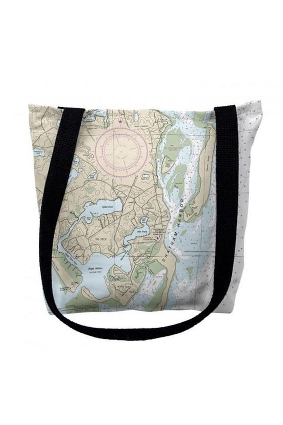 16 x 16 in. Chatham Harbor Massachusetts Nautical Map Tote Bag - Medium