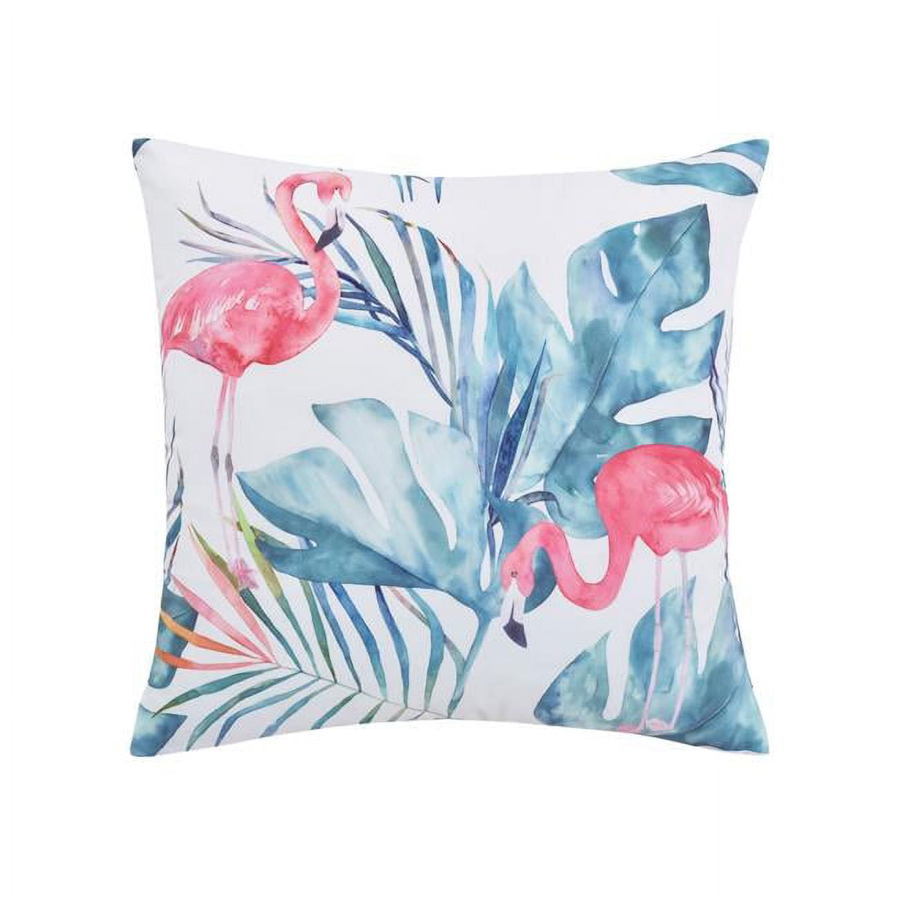 16 x 16 Flamingo Watercolor Palms Decorative Throw Pillow