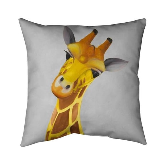 16 x 16 in. Curious Giraffe Gray Pillow - African Wildlife Home Decor