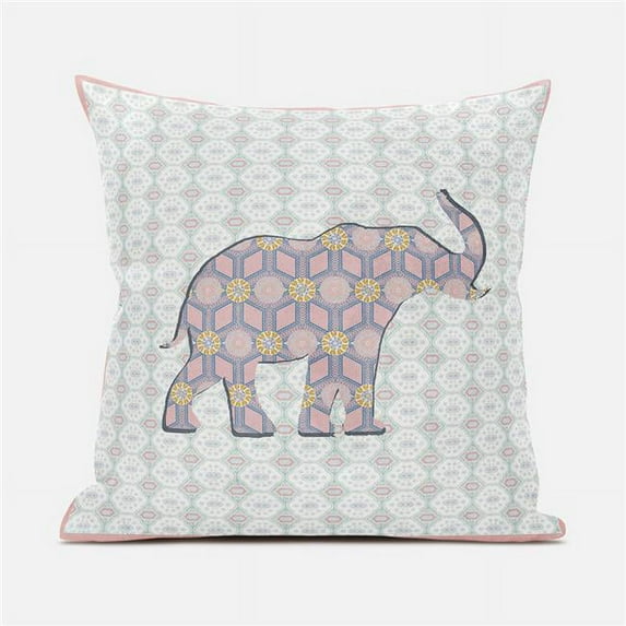 16 x 16 in. Elephant Silhouette Duo Broadcloth Indoor & Outdoor Zippered Pillow - Multi Color