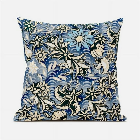 16 x 16 in. Flying Floral Paisley Broadcloth Indoor & Outdoor Zippered Pillow - Grey, Green & Beige