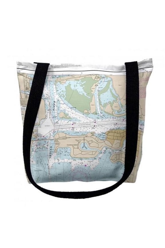 16 x 16 in. Fort Pierce Harbor Florida Nautical Map Tote Bag - Medium