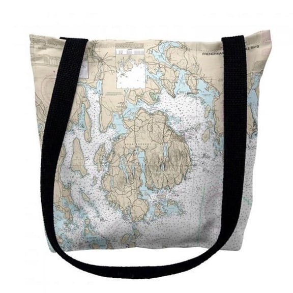 16 x 16 in. Frenchman & Blue Hill Bays Maine Nautical Map Tote Bag - Medium