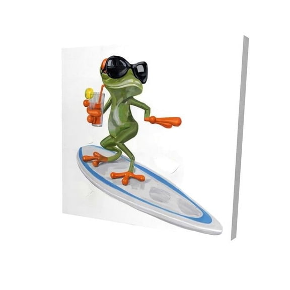 16 x 16 in. Funny Frog Surfing-Print on Canvas