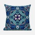 thumbnail image 1 of 16 x 16 in. Lotus Garden Suede Zippered Pillow with Insert - Blue, Red & Pink, 1 of 1