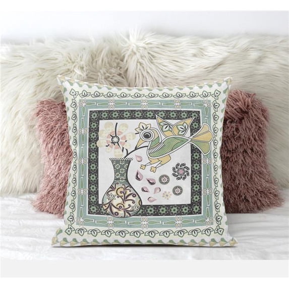 16 x 16 in. Love Your Vase Peacock Broadcloth Indoor & Outdoor Blown & Closed Pillow - Multi Color