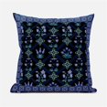 thumbnail image 1 of 16 x 16 in. Mughal Art Suede Zippered Pillow with Insert - Indigo, Green & Yellow, 1 of 1