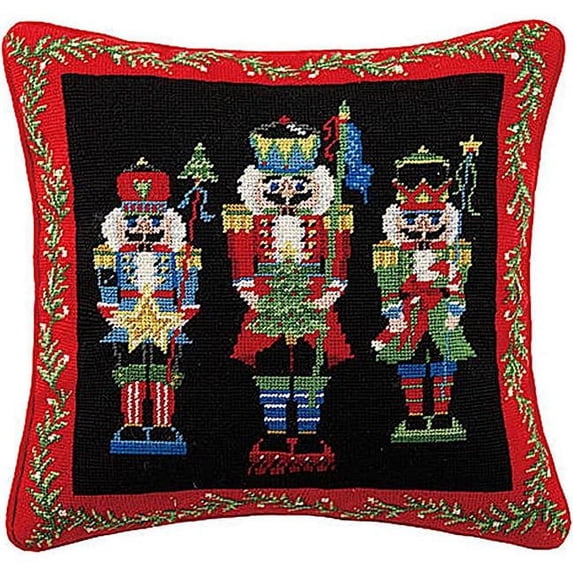 16 x 16 in. Nutcracker Pageantry Needlepoint Christmas Pillow