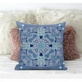 thumbnail image 1 of 16 x 16 in. Paisley Leaf Geo Broadcloth Indoor & Outdoor Blown & Closed Pillow - Dark Muted Blue, Navy & Light Blue, 1 of 1