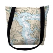 16 x 16 in. Pungo River North Carolina Nautical Map Tote Bag - Medium