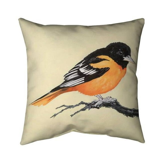 16 x 16 in. Realistic Little Bird on A Branch-Double Sided Print Indoor Pillow Cover