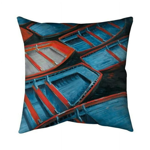 16 x 16 in. Small Blue & Red Canoes-Double Sided Print Outdoor Pillow Cover
