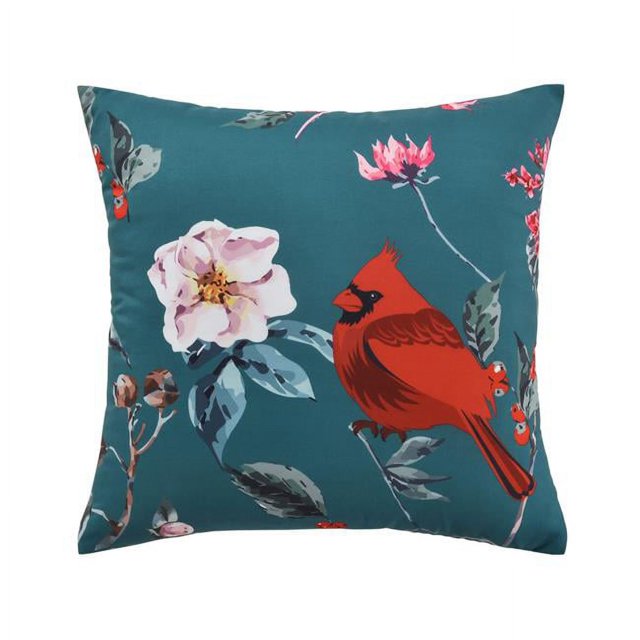 16 x 16 in. Sound of Cardinal Floral Bird Decorative Accent Throw