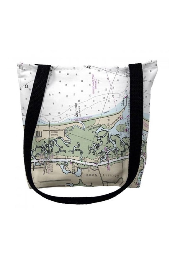 16 x 16 in. Sunset Beach North Carolina Nautical Map Tote Bag - Medium