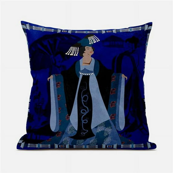 16 x 16 in. Three Woman Broadcloth Indoor & Outdoor Blown & Closed Pillow - Blue, Green & Brown