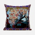 thumbnail image 1 of 16 x 16 in. Tree Oil Duo Broadcloth Indoor & Outdoor Blown & Closed Pillow - Cream, Blue & Brown, 1 of 1