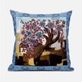 thumbnail image 1 of 16 x 16 in. Tree Oil Duo Broadcloth Indoor & Outdoor Blown & Closed Pillow - Pink, Blue & Yellow, 1 of 1