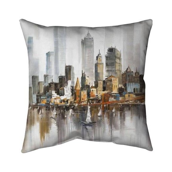 16 x 16 in. Urban Landscape & Its Sailboats-Double Sided Print Outdoor Pillow Cover