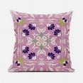 thumbnail image 1 of 16 x 16 in. Venetian Flower Paisley Duo Suede Blown & Closed Pillow - Pink & Blue, 1 of 1