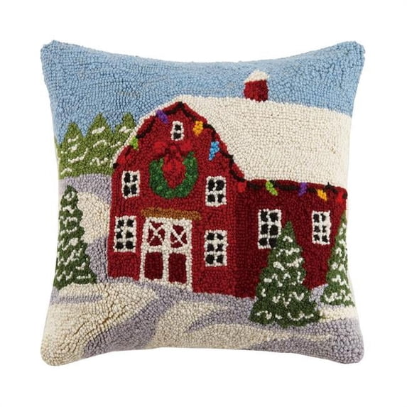 16 x 16 in. Winter Barn Poly-Filled Hook Pillow