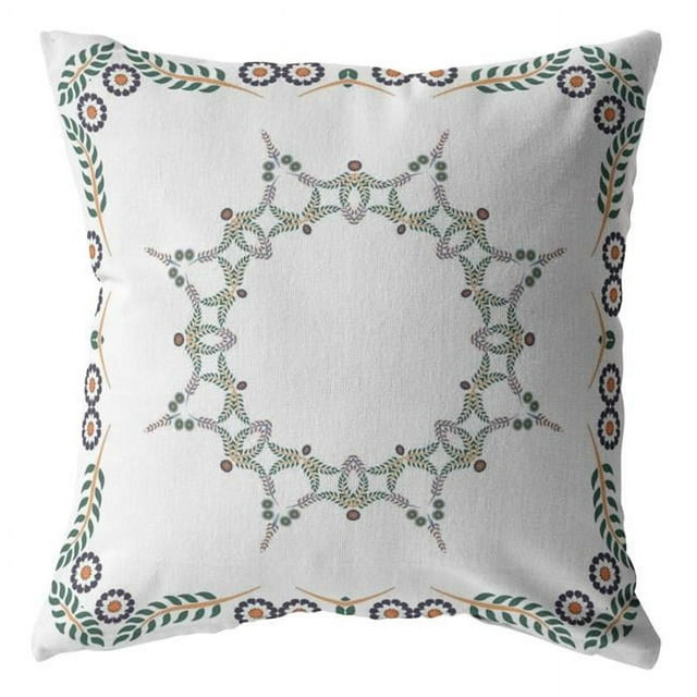 16 x 16 in. Zippered Suede Floral Throw Pillow, White