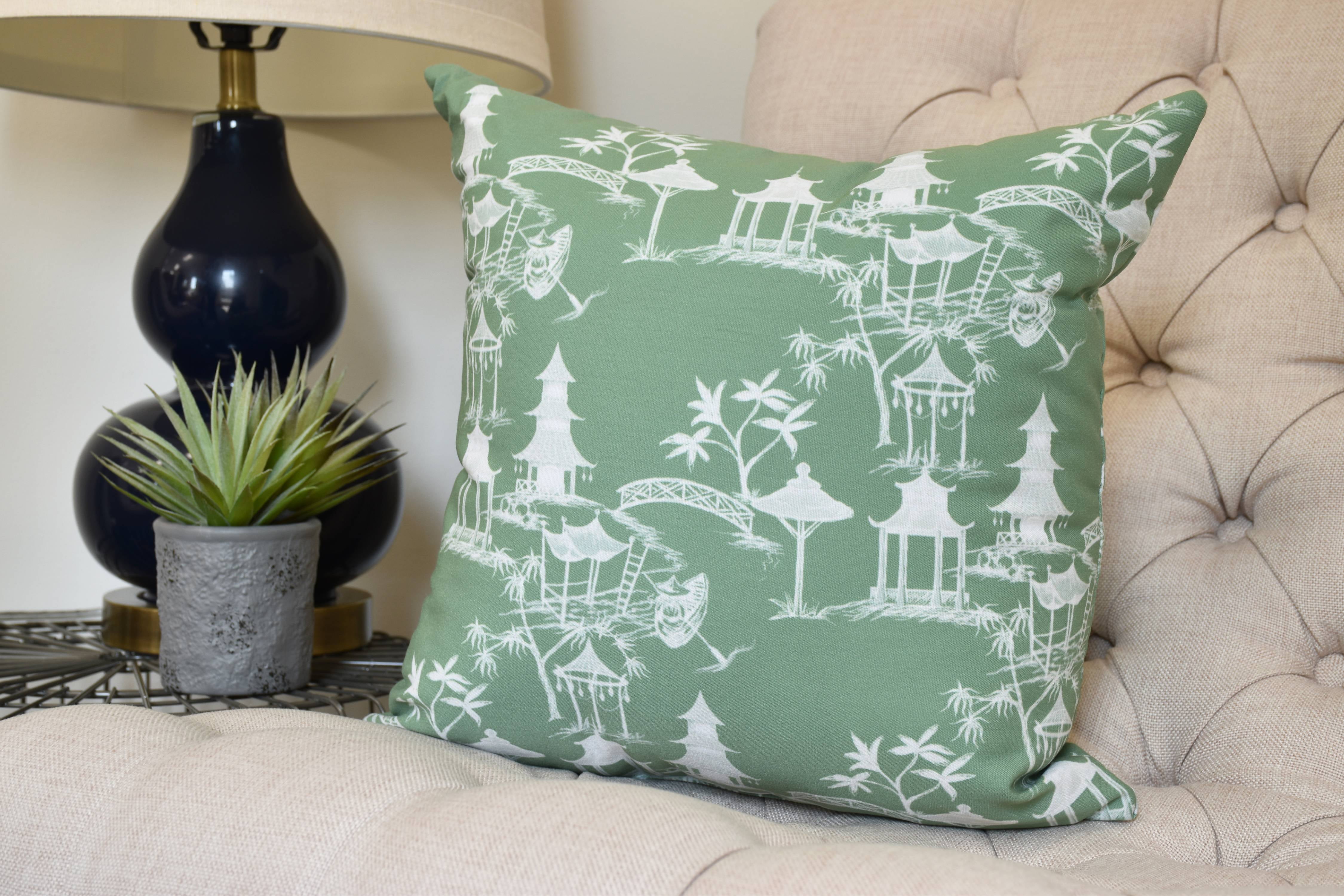 16 x 16 inch, Chinapezka Floral Print Pillow, Green
